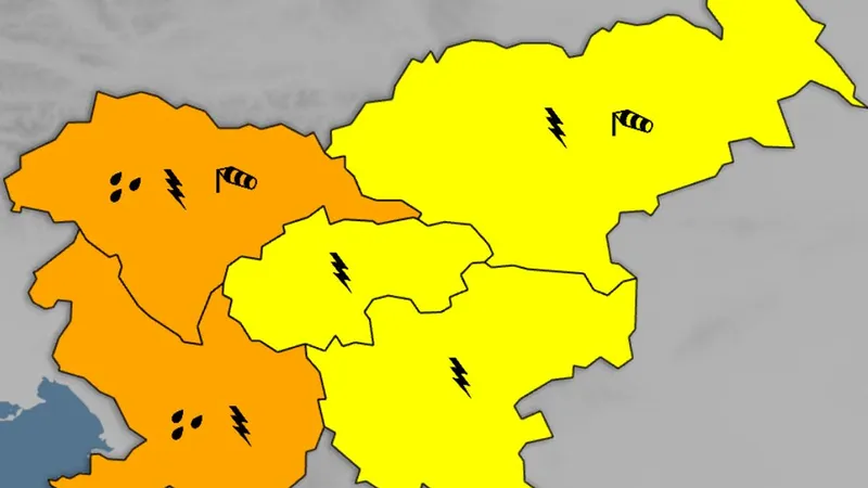 Arso izdal oranžno opozorilo zaradi močnih nalivov v zahodni Sloveniji
