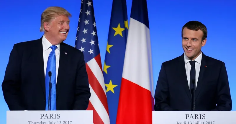 Macron in Trump v New Yorku razpravljala o Ukrajini in varnosti v Rdečem morju
